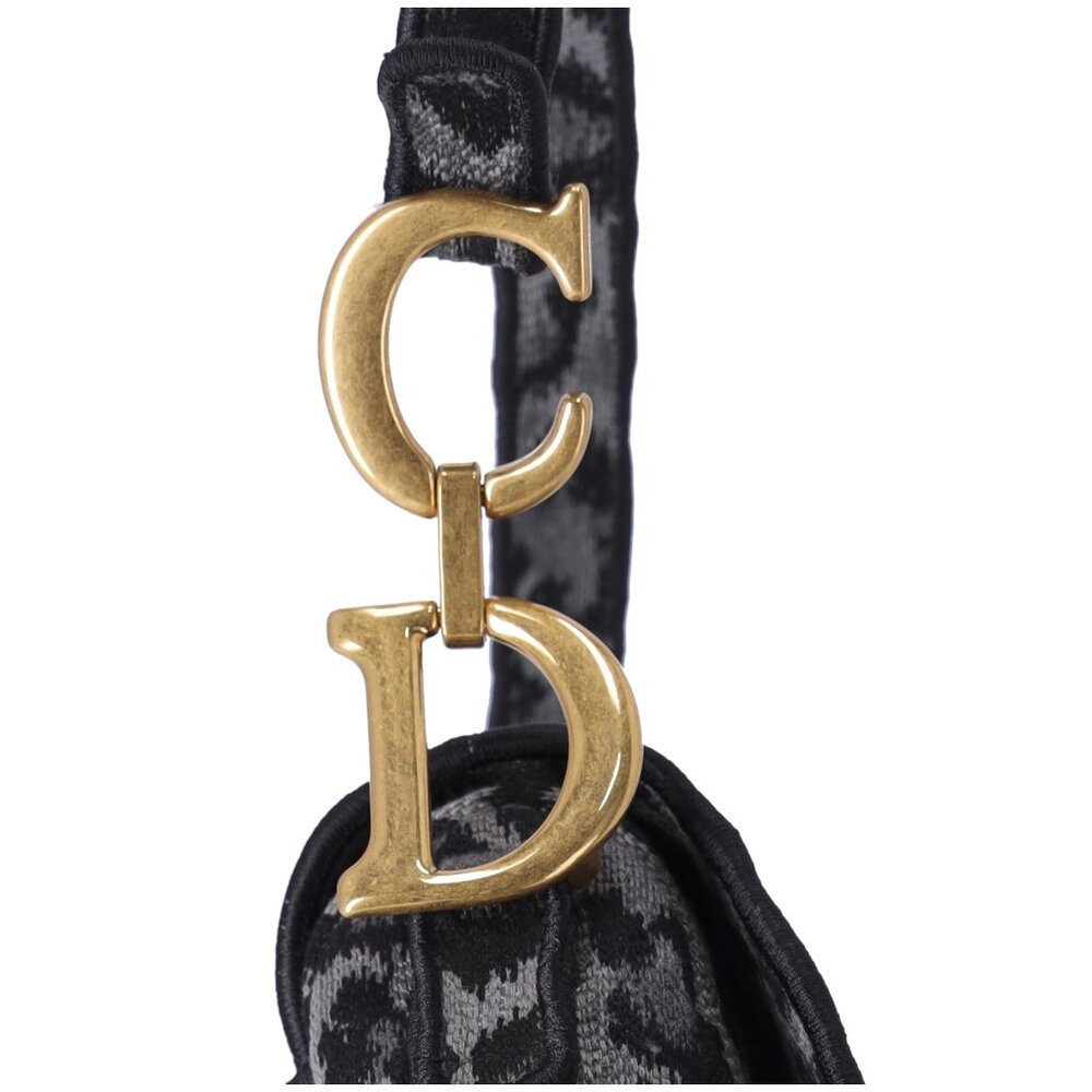 Christian Dior Medium Saddle Bag Mizza Embroidered Leopard BLack Grey Multi - Picture 7 of 11